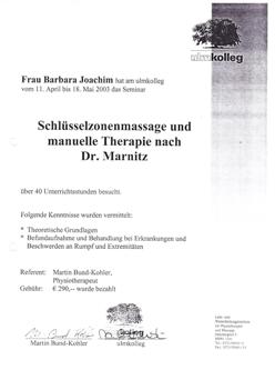 Schlsselzonenmassage und manuelle Therapie nach Marnitz